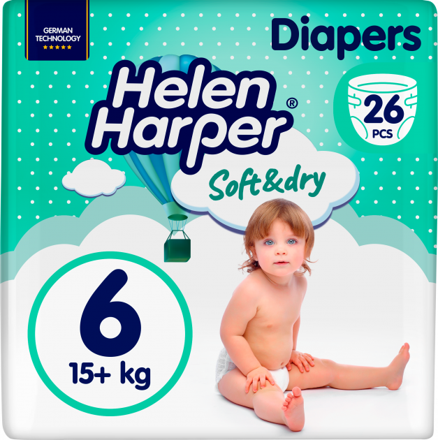 Підгузки Helen Harper Soft&Dry New XL (6) 15+ кг 26 шт.